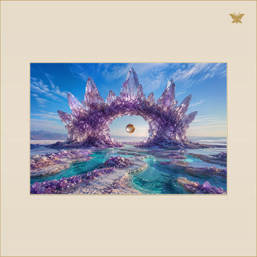 The Amethyst Crown Beyond the Turquoise Plain — mockup Premium petit 90 × 60 cm