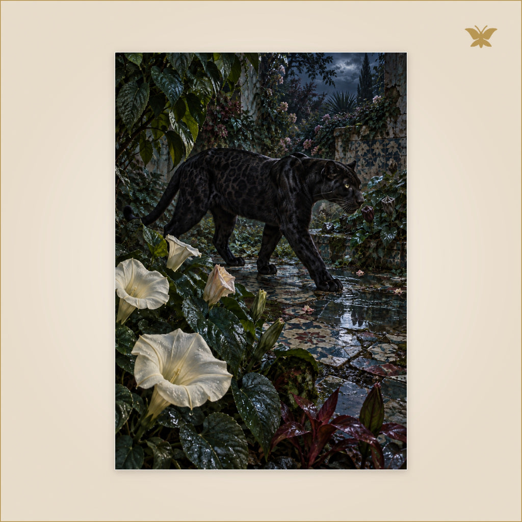 The Panther in the Garden of Closed Eyes — grand format 70 × 100 cm