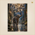 The Elephant Beneath the Rain Chandelier — grand format 70 × 100 cm