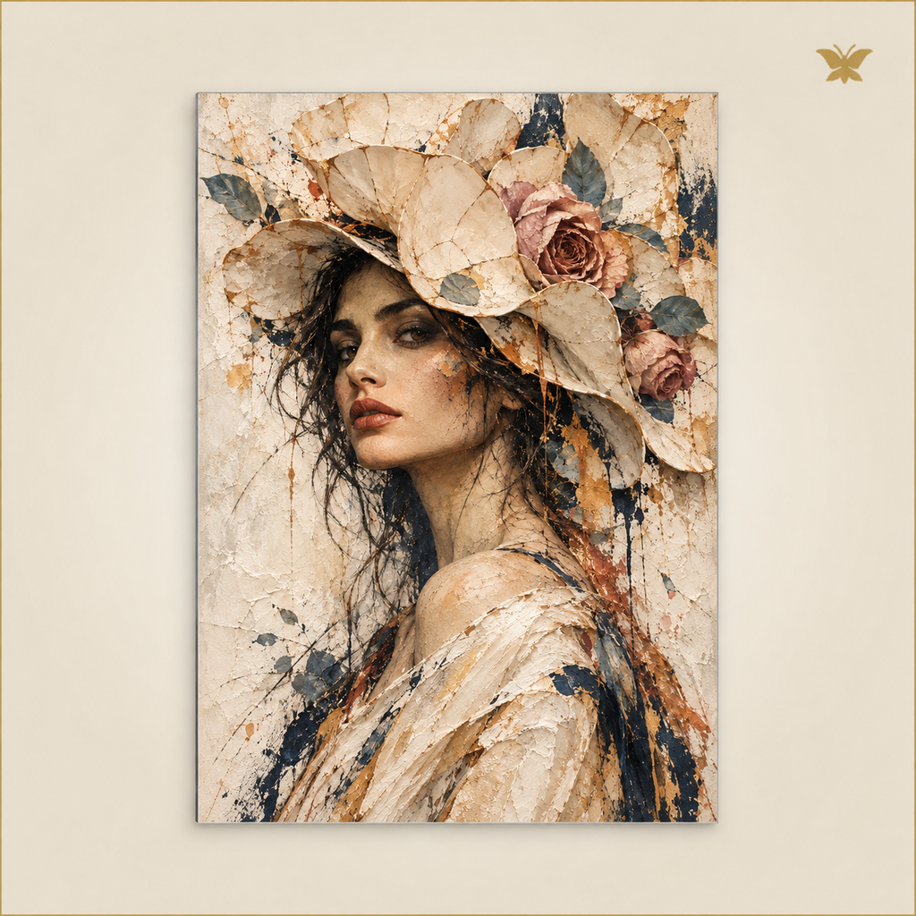 The Woman Beneath the Porcelain Flower — grand format 70 × 100 cm