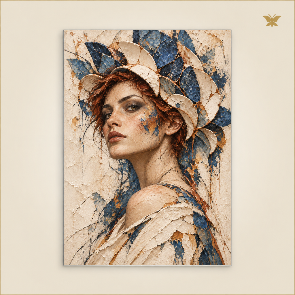 The Lady with the Blue Mineral Crown — grand format 70 × 100 cm