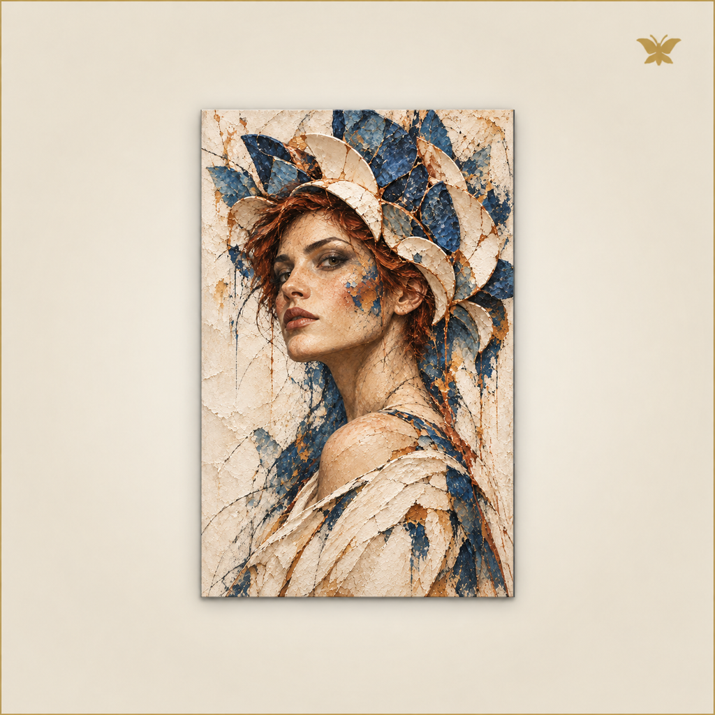 The Lady with the Blue Mineral Crown — petit format 60 × 90 cm