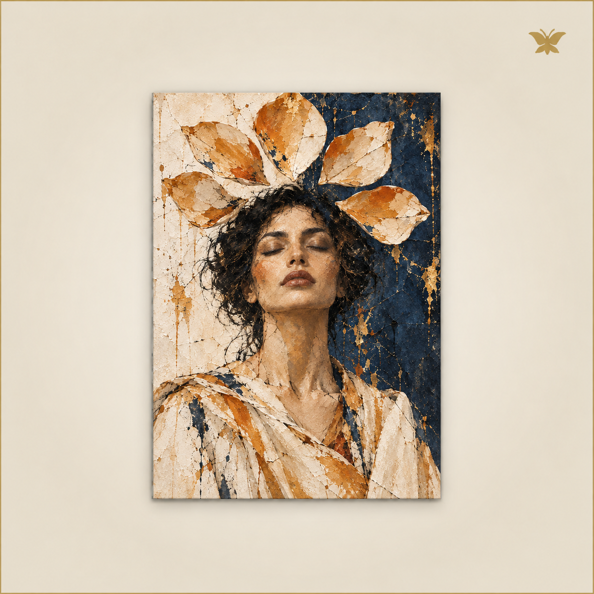 The Sleeper Beneath the Saffron Petals — petit format 60 × 90 cm