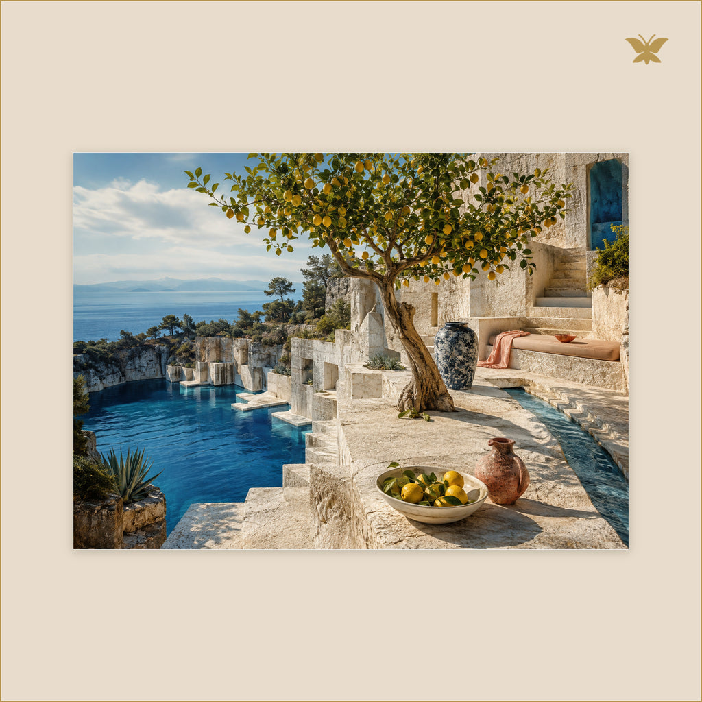 The Lemon Terrace Above the Blue Quarry — grand format 70 × 50 cm