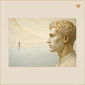 The Profile Beyond Pale Water — mockup grand 70 × 50 cm