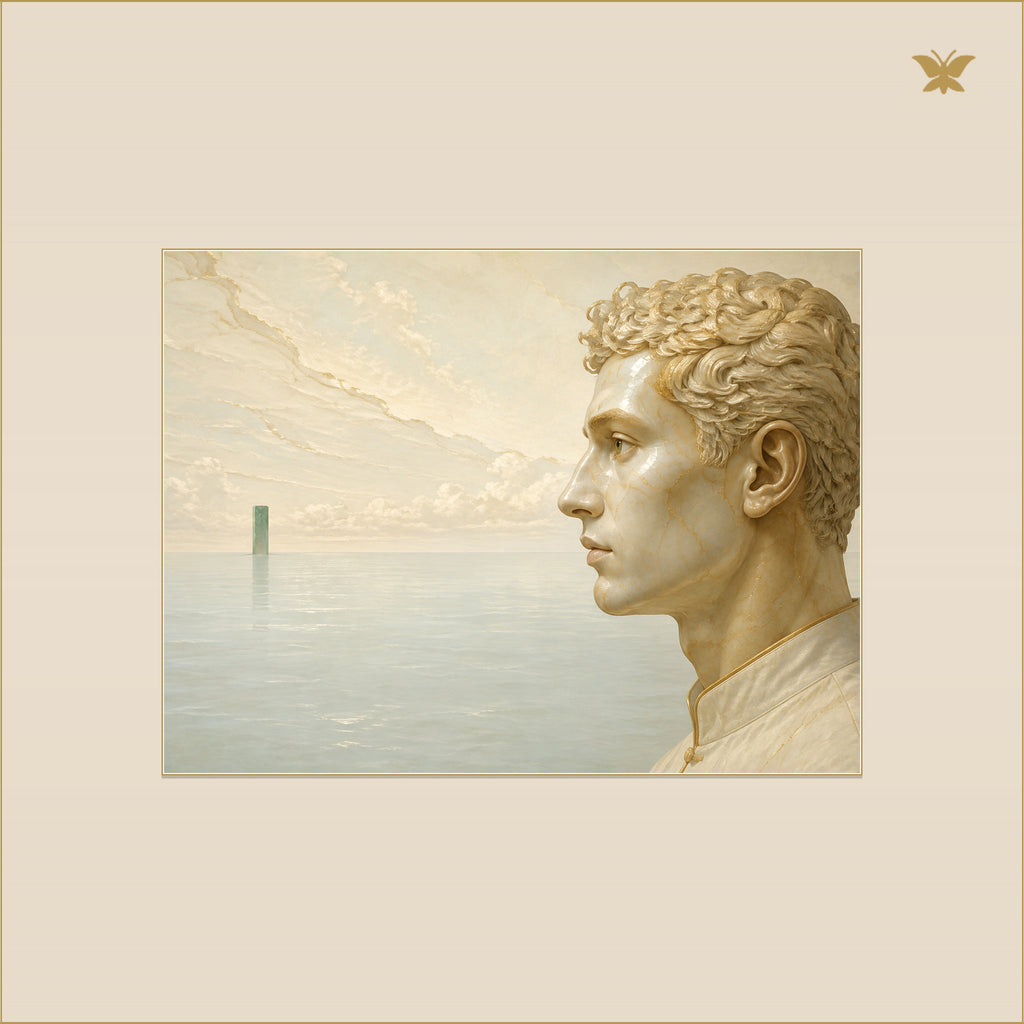 The Profile Beyond Pale Water — mockup petit 40 × 30 cm