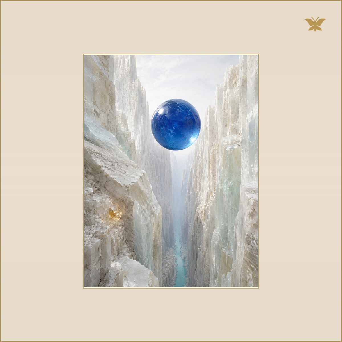 The Suspended Pearl of the Ivory Chasm — mockup Premium petit 30 × 40 cm
