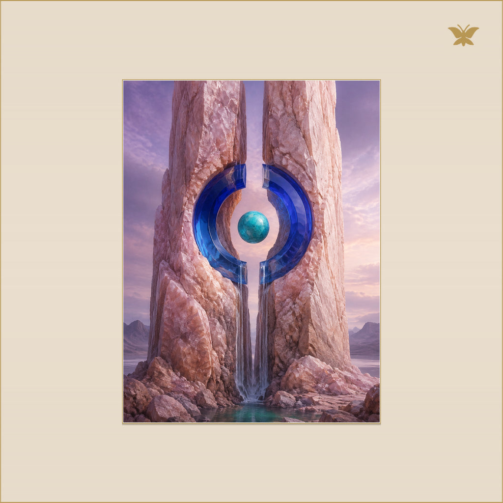 The Cobalt Window in the Rose Cliff — mockup Premium petit 30 × 40 cm