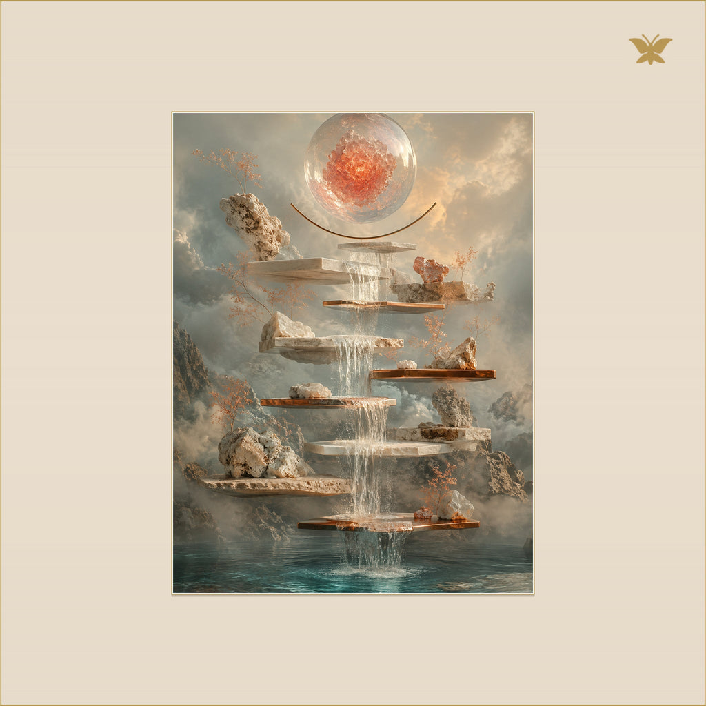 The Crimson Orb Over the Copper Falls — mockup Premium petit 30 × 40 cm