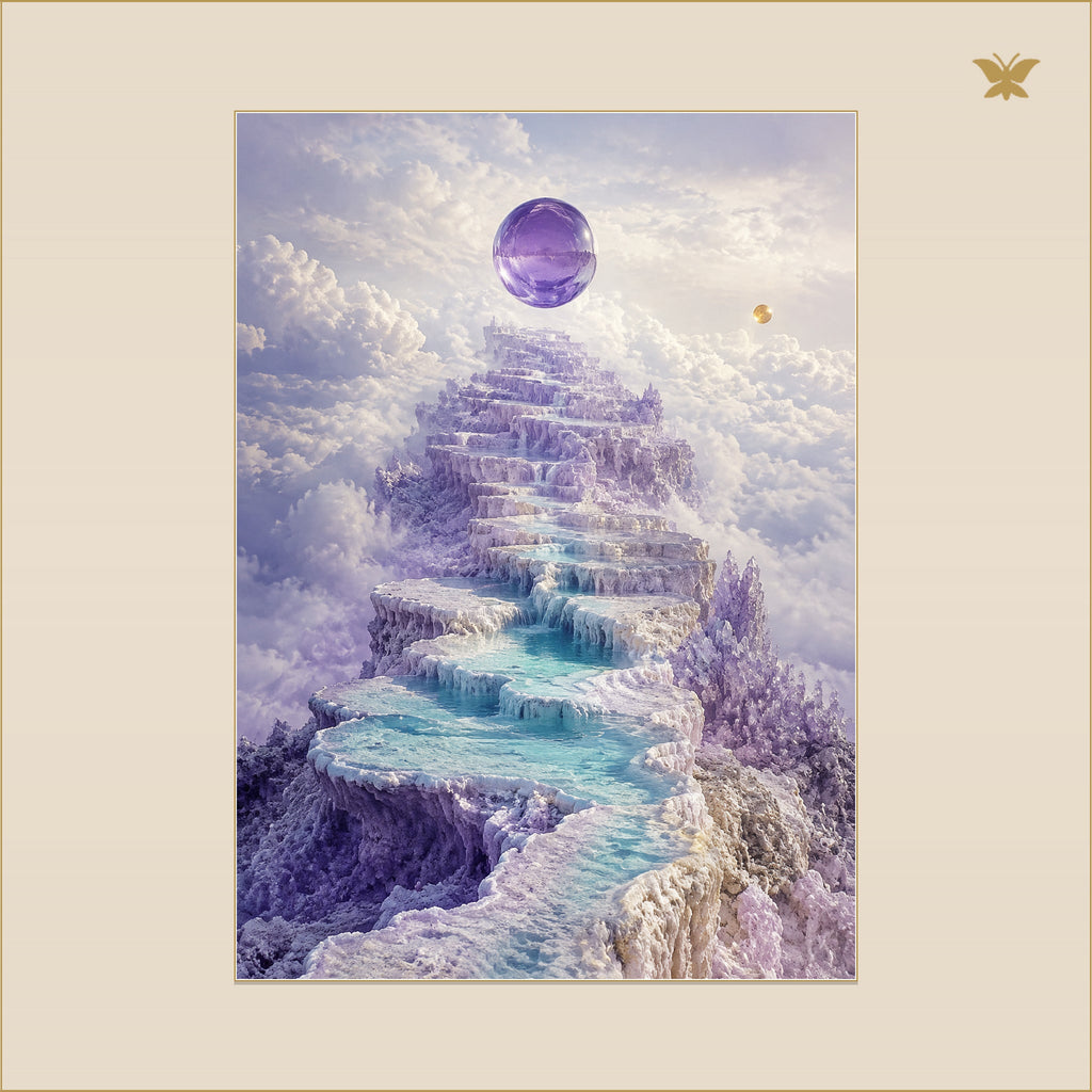 The Violet Stair Between Two Clouds — mockup Premium grand 50 × 70 cm
