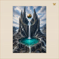 The Turquoise Well Beneath the Basalt Crown — mockup Premium grand 50 × 70 cm
