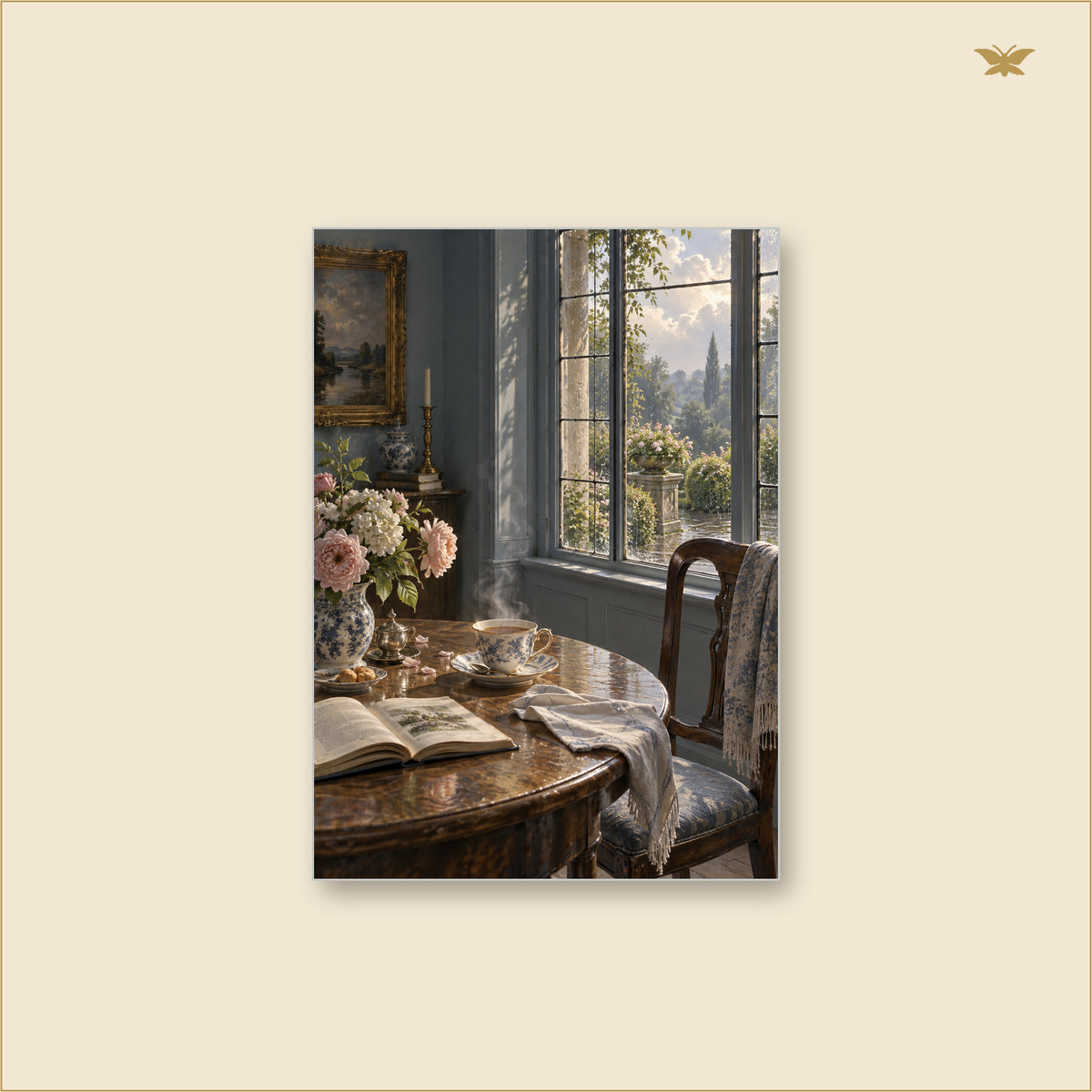 The Teacup After Thunder — tableau aluminium, mockup grand format