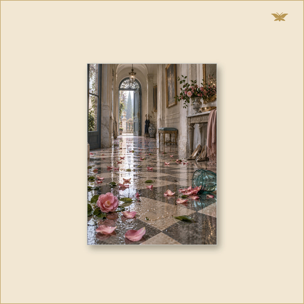 Flowers Across the Vestibule — tableau aluminium, mockup grand format