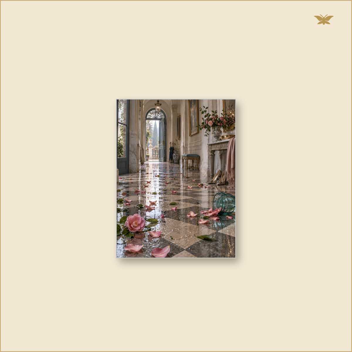 Flowers Across the Vestibule — tableau aluminium, mockup petit format