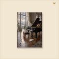 The Piano Kept the Rain — tableau aluminium, mockup grand format