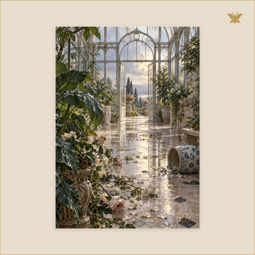 Glasshouse After the Storm — tableau aluminium, mockup grand format
