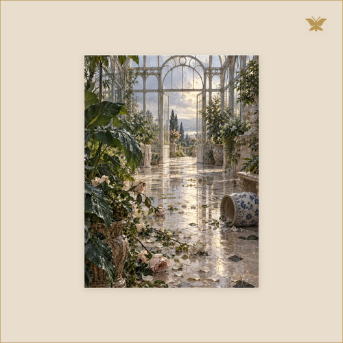 Glasshouse After the Storm — tableau aluminium, mockup petit format