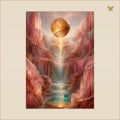 The Golden Sphere Above the Rose Cascade — mockup Premium grand 70 × 100 cm