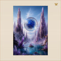 The Glass Planet Between the Amethyst Towers — mockup Premium grand 70 × 100 cm