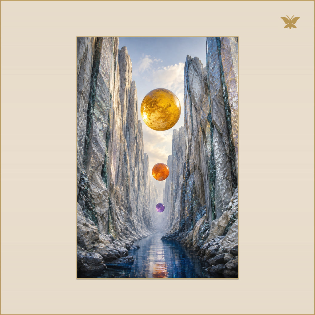 The Three Suns Inside the Silver Canyon — mockup Premium petit 60 × 90 cm