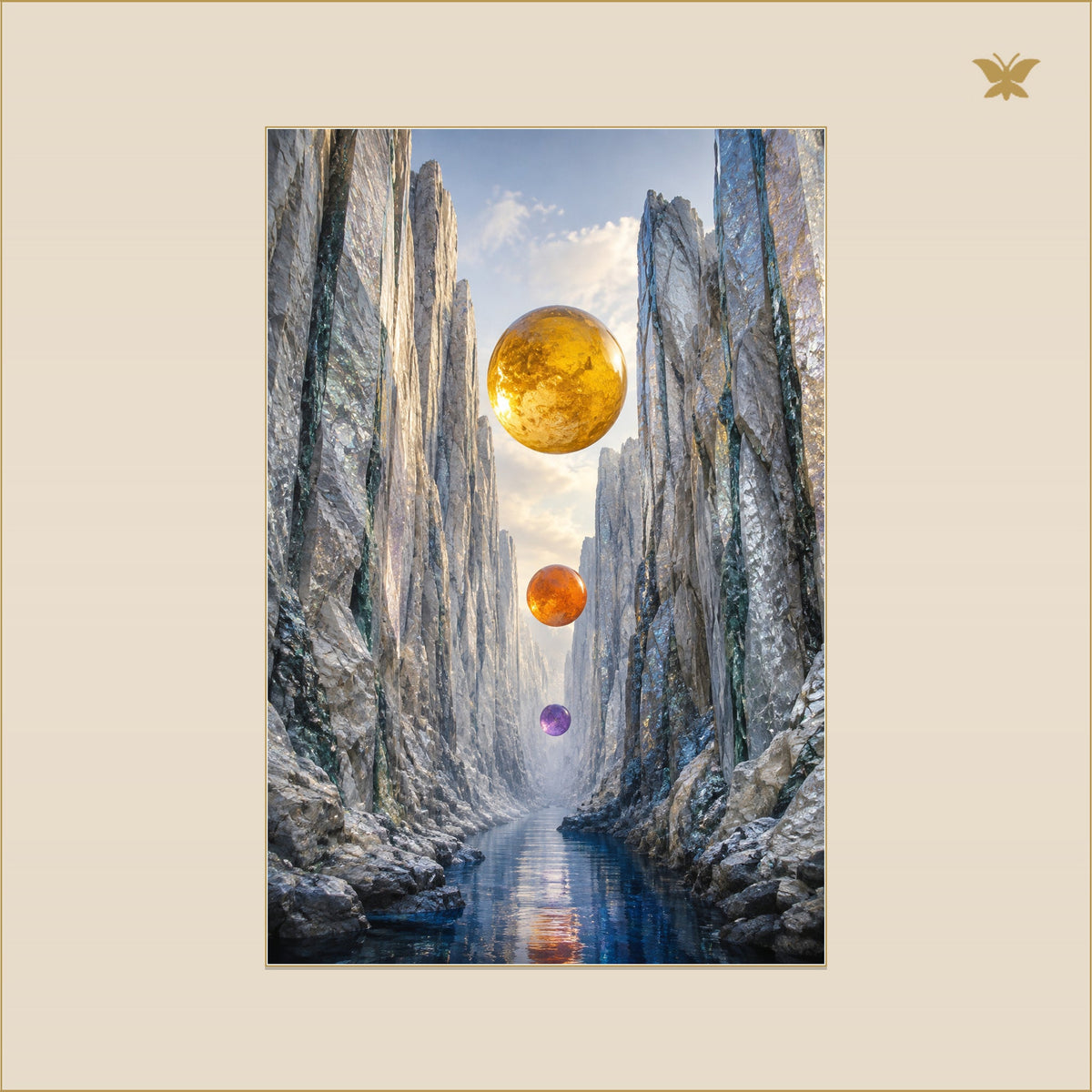 The Three Suns Inside the Silver Canyon — mockup Premium petit 60 × 90 cm