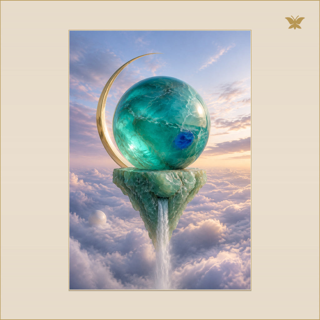 The Jade Orb Beyond the Cloud Sea — mockup Premium grand 70 × 100 cm