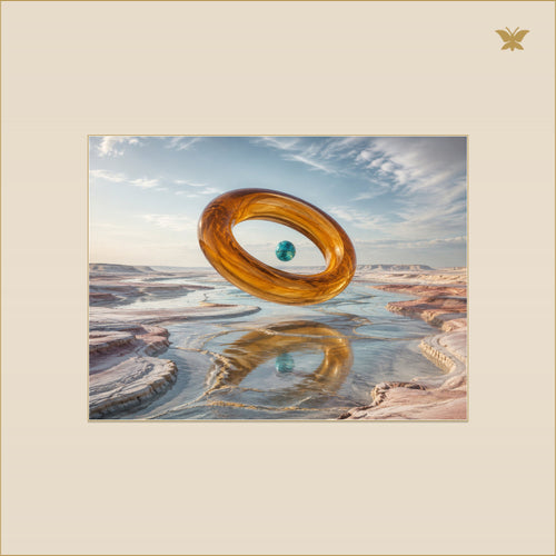 The Amber Ring Above the Silver Estuary — mockup Premium petit 40 × 30 cm