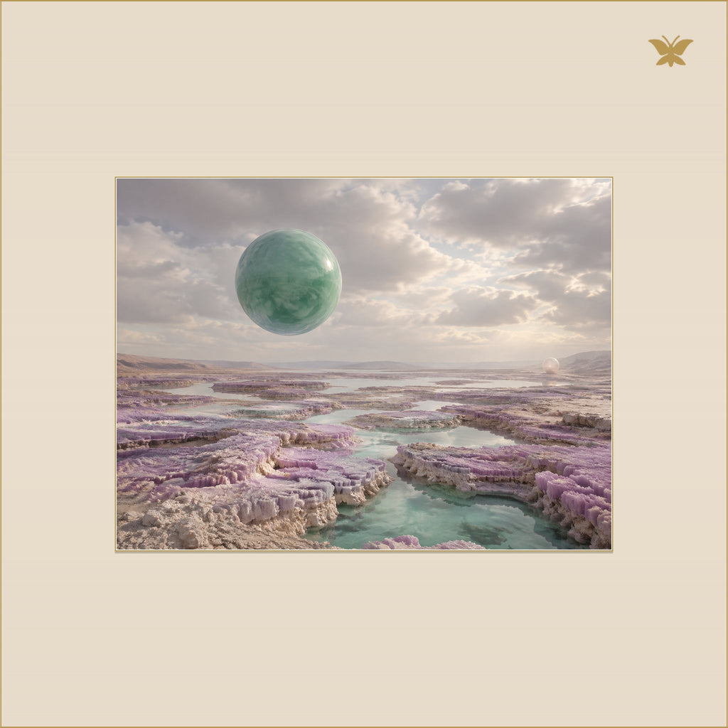 The Jade Planet Above the Lavender Reefs — mockup Premium petit 40 × 30 cm