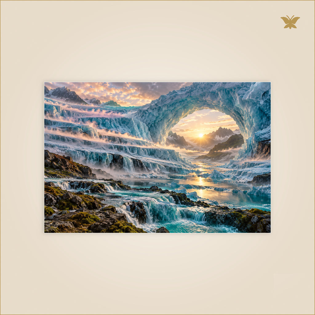 The Glacier That Filed the Dawn — petit format 90 × 60 cm