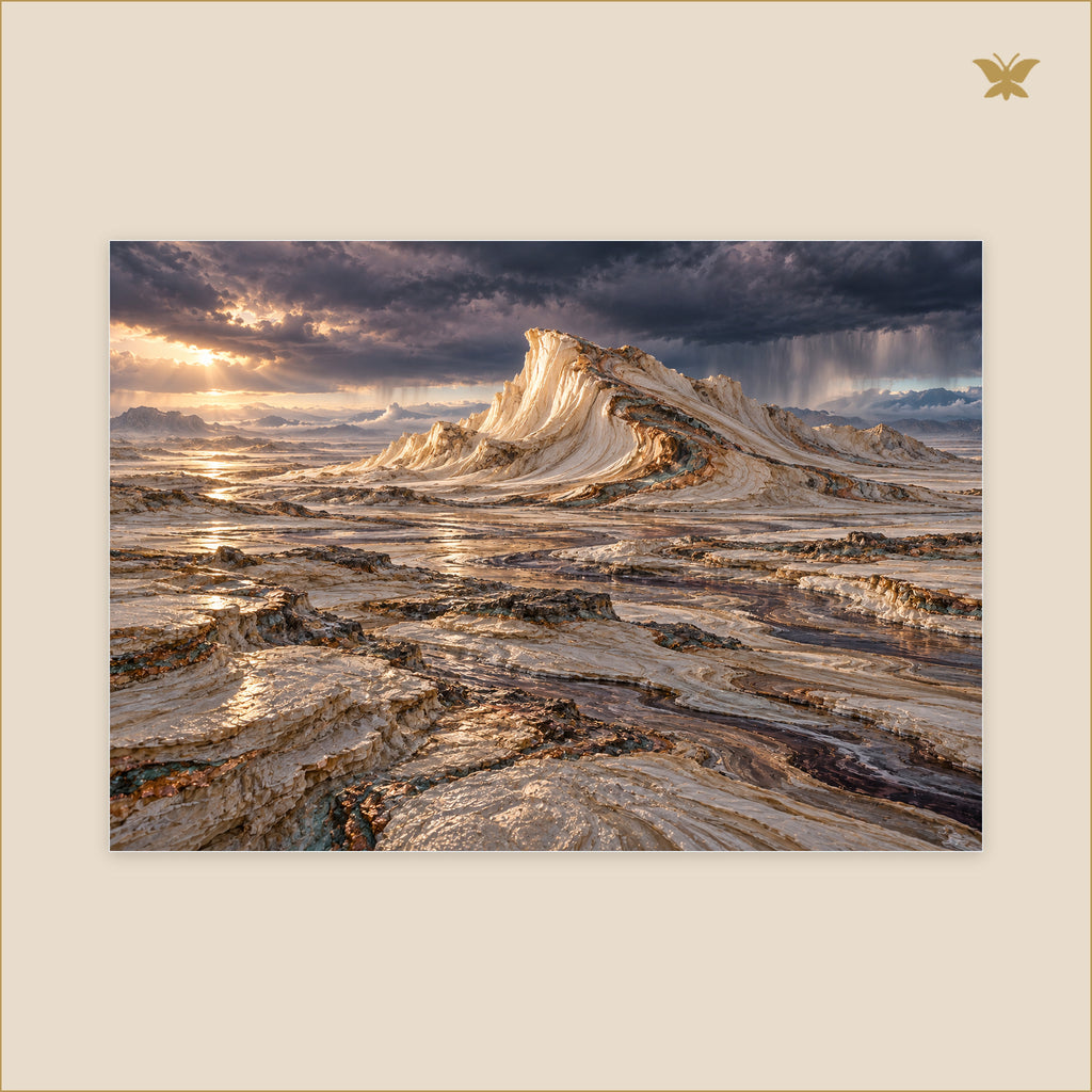 The Fold Beneath the Storm — grand format 100 × 70 cm