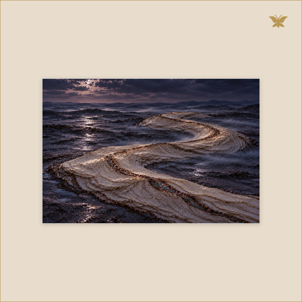 The Indigo Fold After Rain — petit format 90 × 60 cm