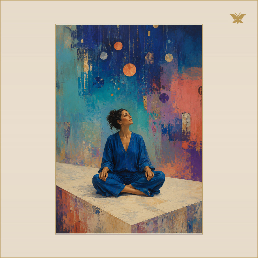 The Woman Beneath the Quiet Constellation — mockup grand 70 × 100 cm