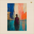 The Woman in the Blue Water — mockup grand 70 × 100 cm
