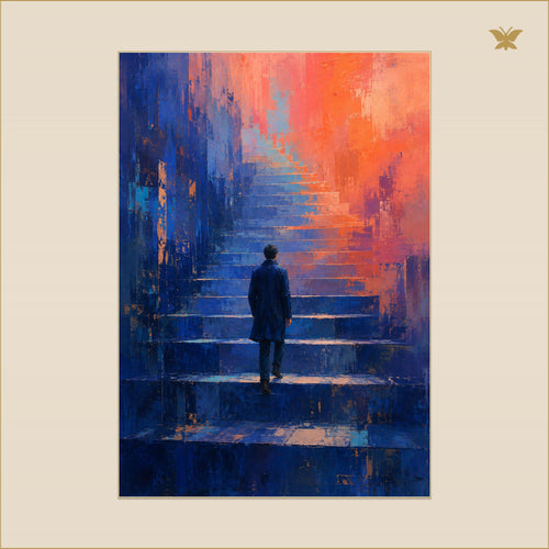 The Ascent Through Coral Night — mockup grand 70 × 100 cm