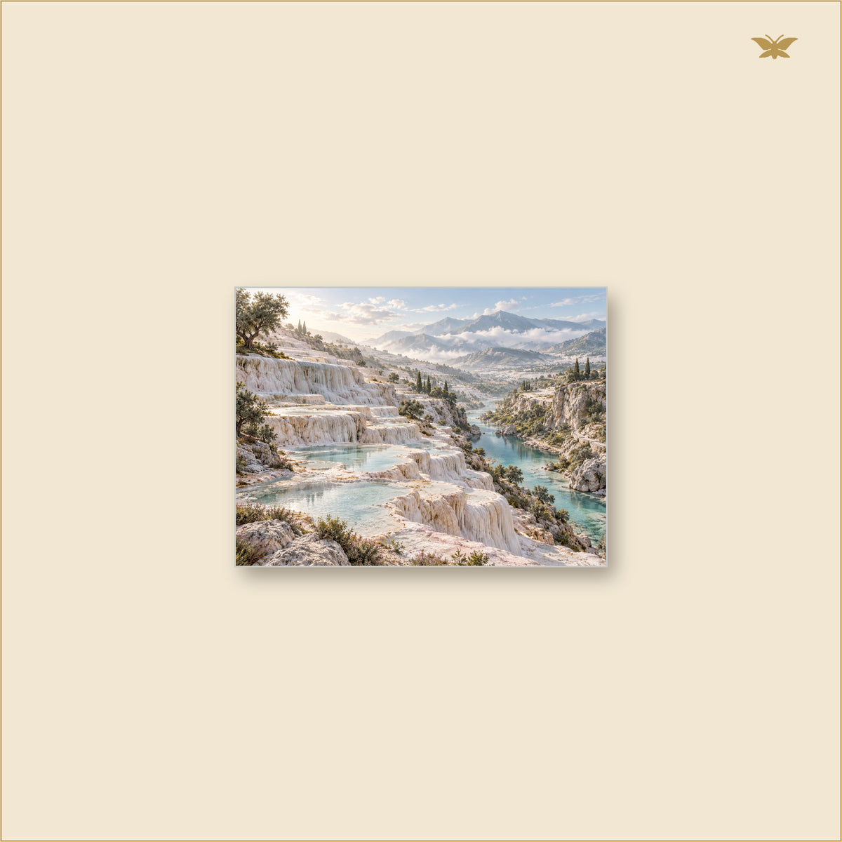 The River of White Terraces — tableau aluminium, mockup petit format