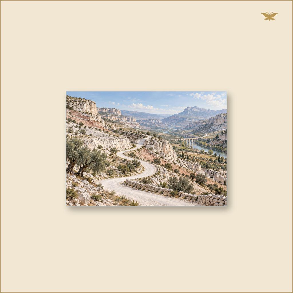 The Valley Where the Road Returns — tableau aluminium, mockup grand format